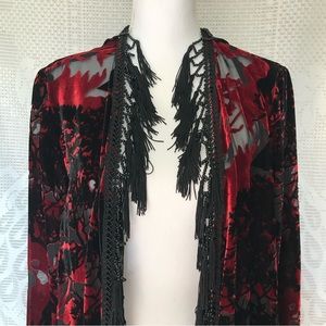 Velvet Black & Red Burnout Jacket by Half Moon Bay